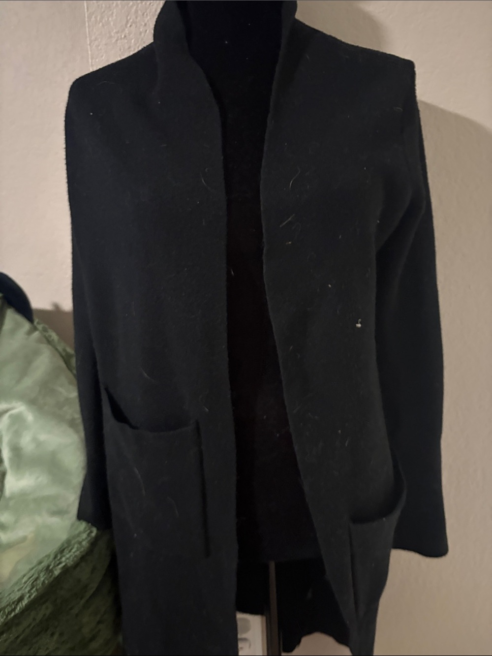 Cyrus Black Open-Front Coatigan with Patch Pockets